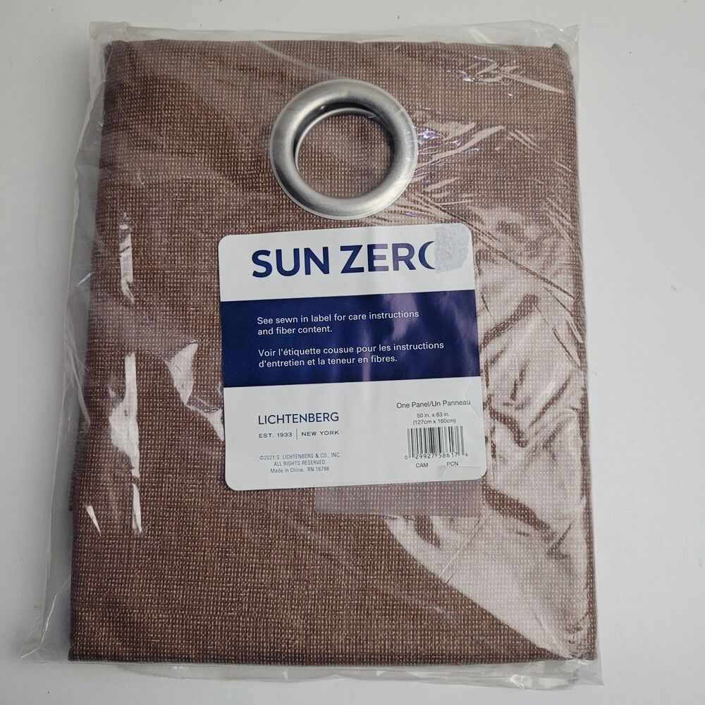 NEW Sun Zero  Grommet Single Curtain Panel Color 'Pecan' 50 x 63 #BT1